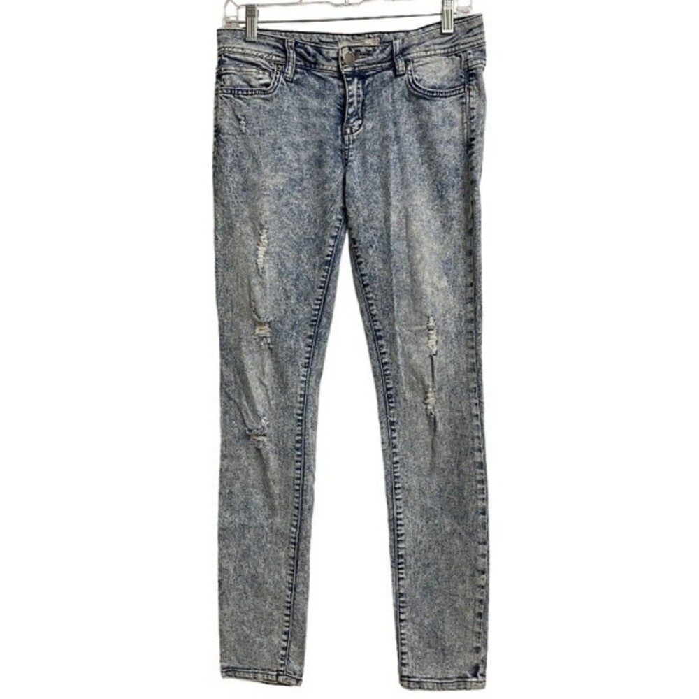 Forever 21 Life in Progress Acid Wash Distressed Jeans Womens 27 Slim Grunge Y2K